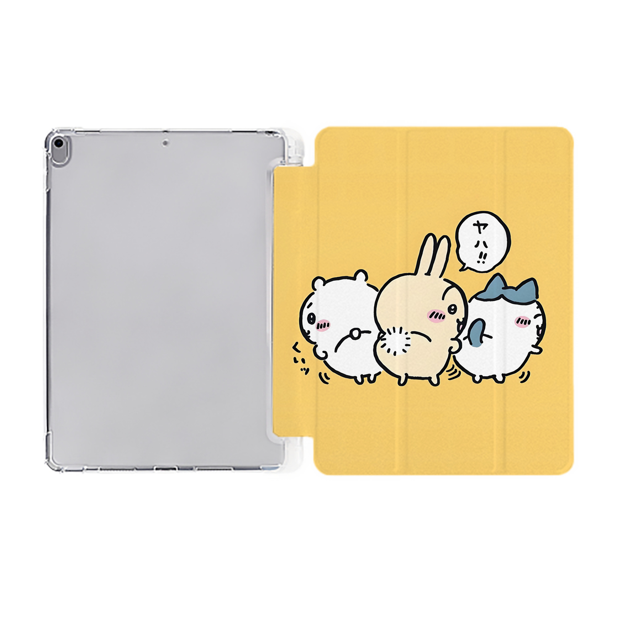 （画像用） ちいかわ Chii-kawa IPad ケース ペン収納付き 三つ折りスタンド PUレザー×シリコン 対応機種9.5/10.5/10.9インチ